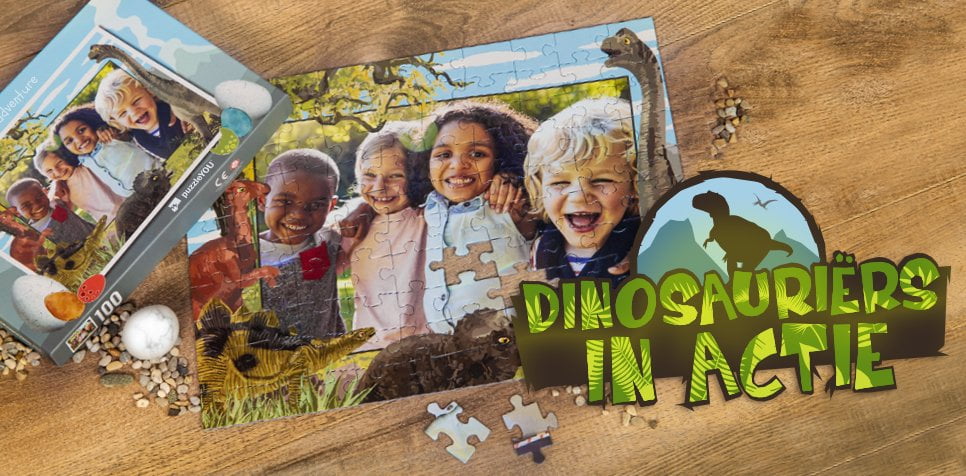 Enorme dinosauriërs met JOU op een puzzel!